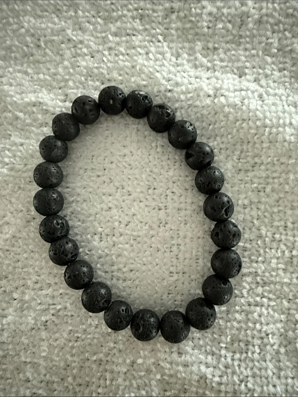 Men's Black Lava Stone Beaded Bracelet - Classic Stretch Bracelet